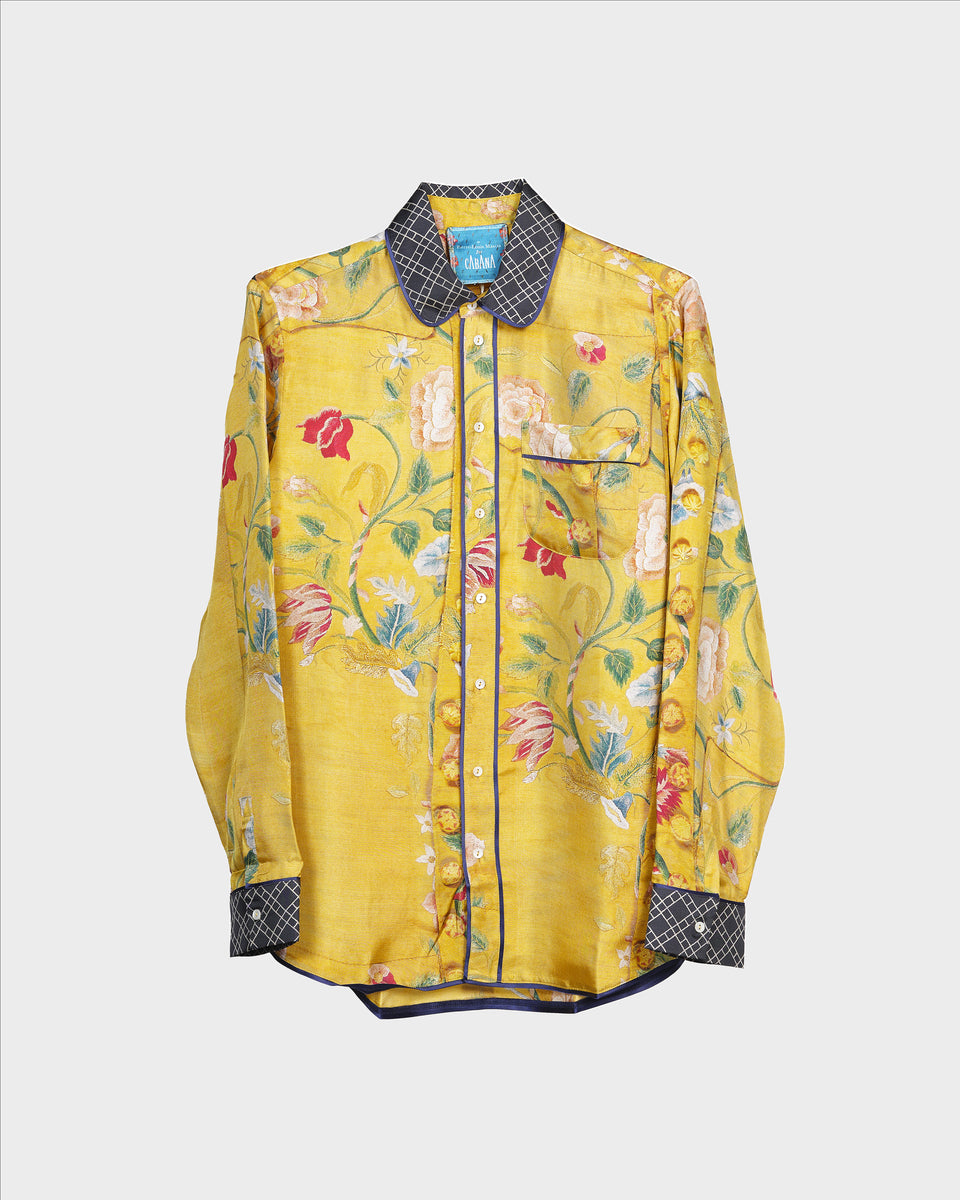 Silk Floral Shirt Yellow, PLM x Cabana