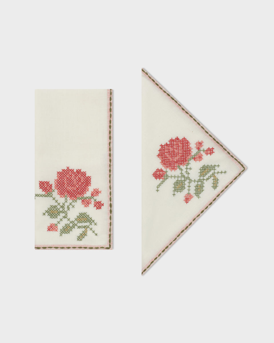 D'Ascoli Roma Hand-Embroidered Cocktail Linen Napkins (Set of 12) main image 0