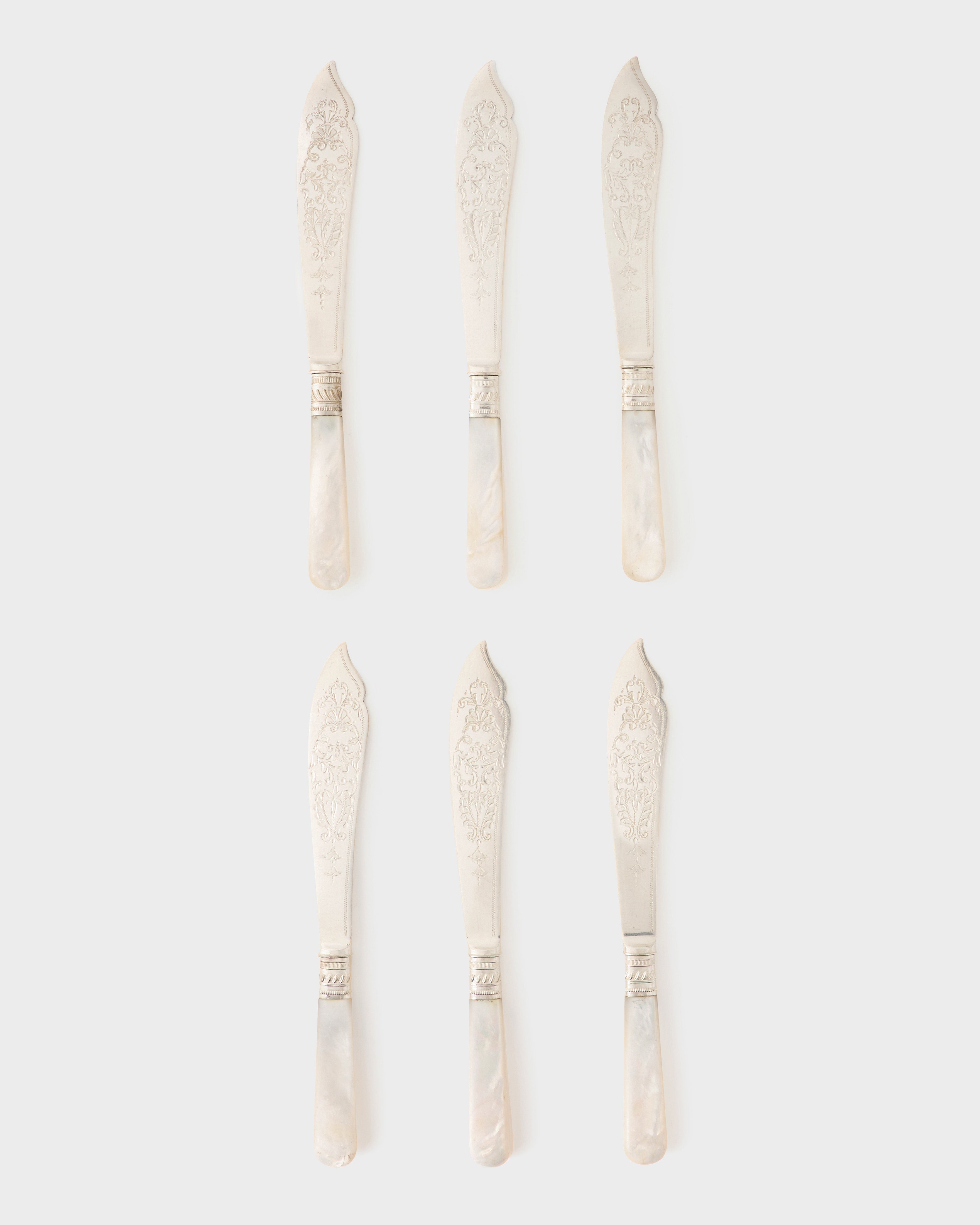 Set of Silver-Plated and Mother-of-Pearl Knives, c. 1900