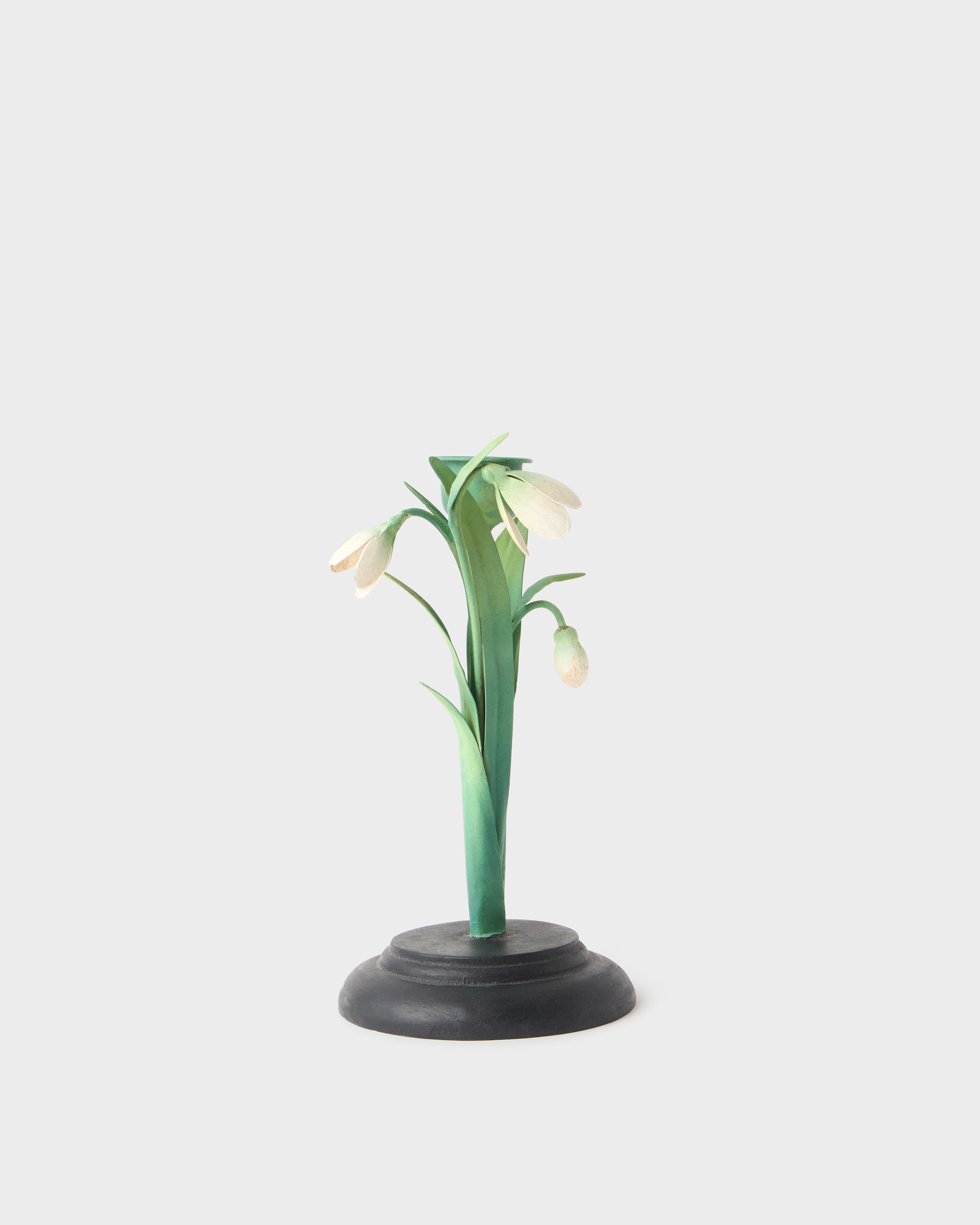 Snowdrop Painted Metal Candle Holder