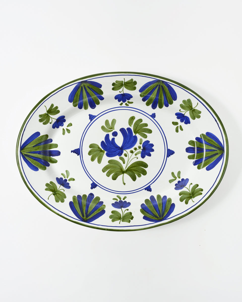 Blossom Oval Serving Plate Blue