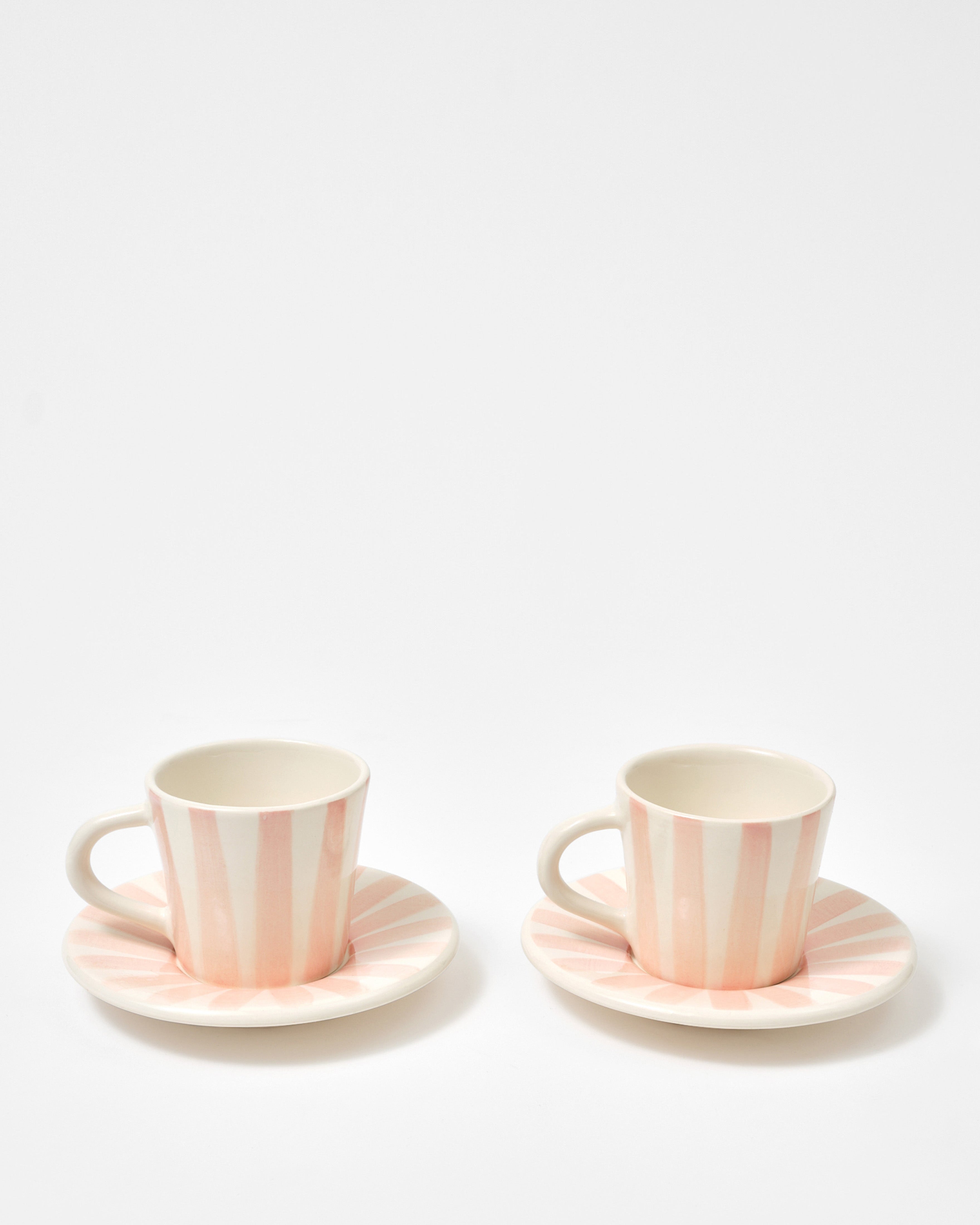 Righe Espresso Cup and Saucer, Pink (Set of 2)