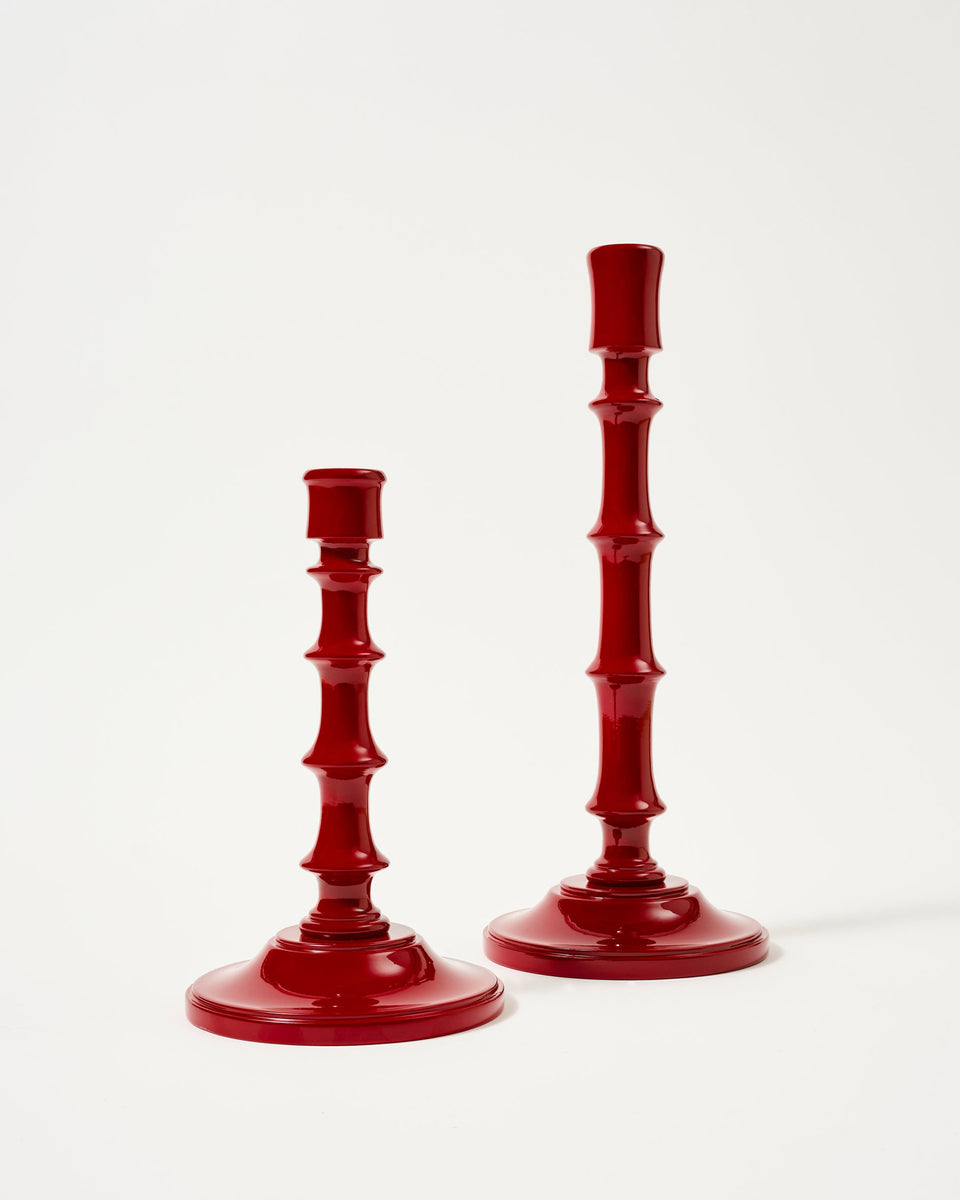 Cinzia Lacquered Candle Holders, Bordeaux (Set of 2)