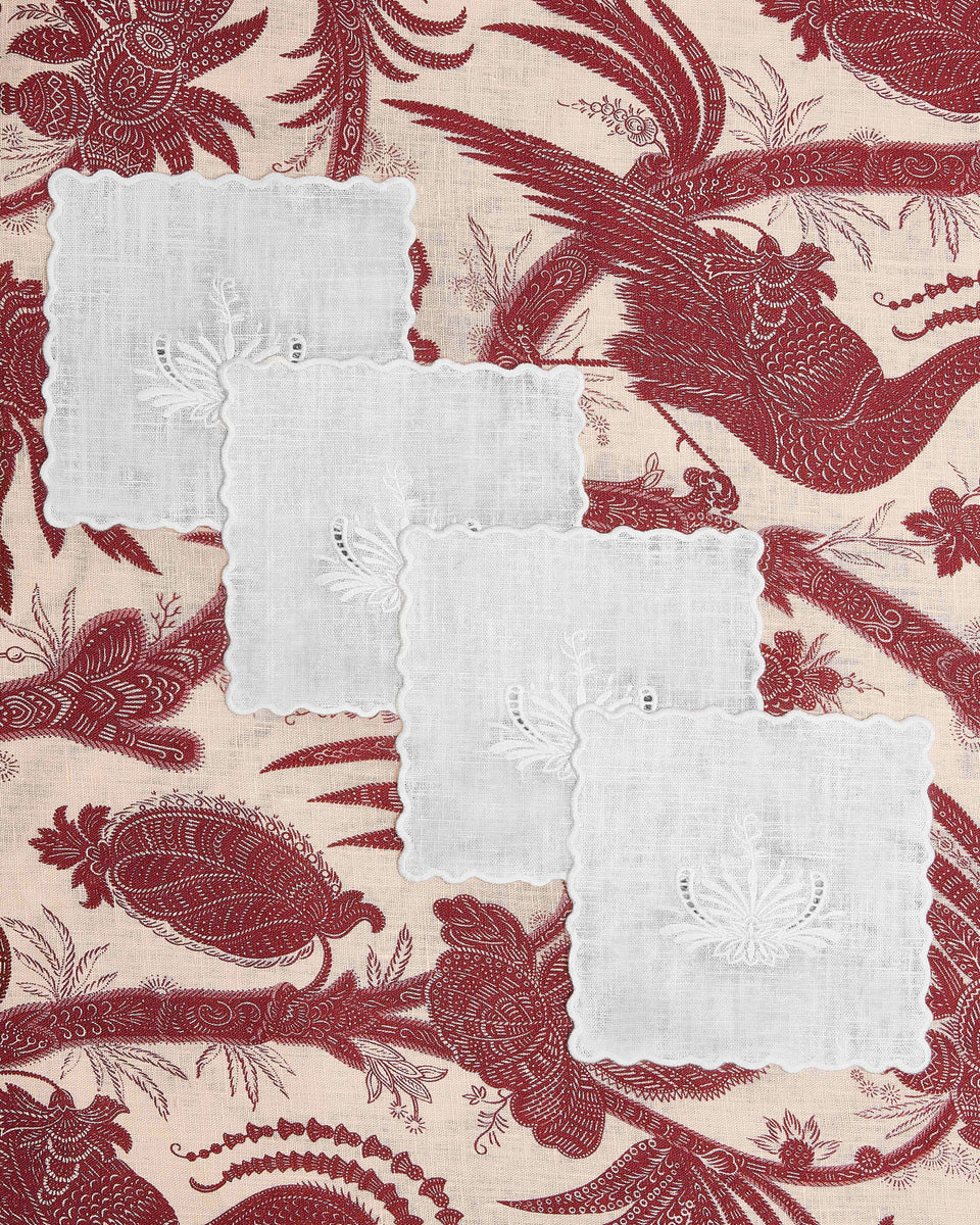Ulla Johnson x Cabana Ajour Embroidered Linen Cocktail Napkins (Set of