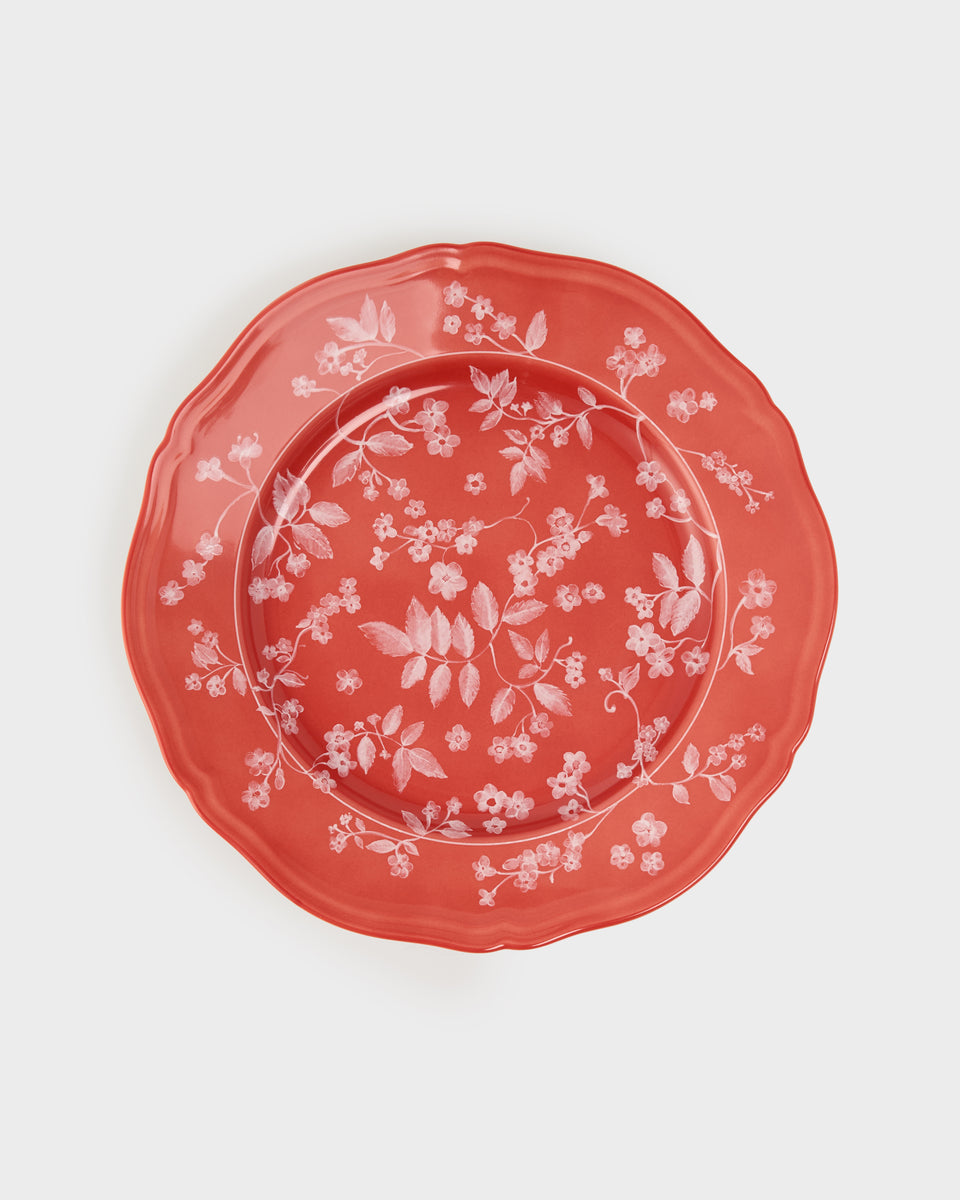 Floral Dinner Plate Red by Ginori 1735