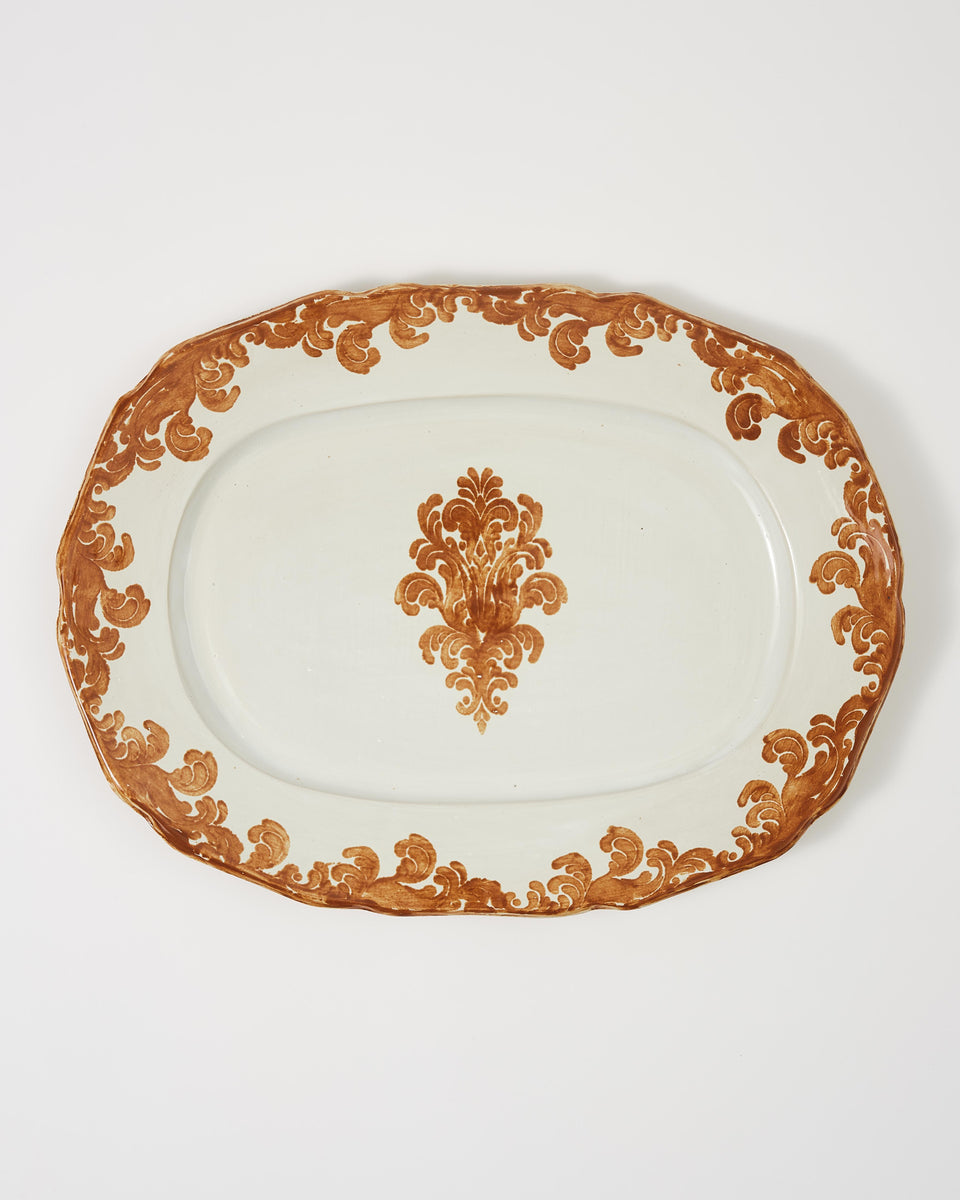 Damask Serving Plate Natural, Large
