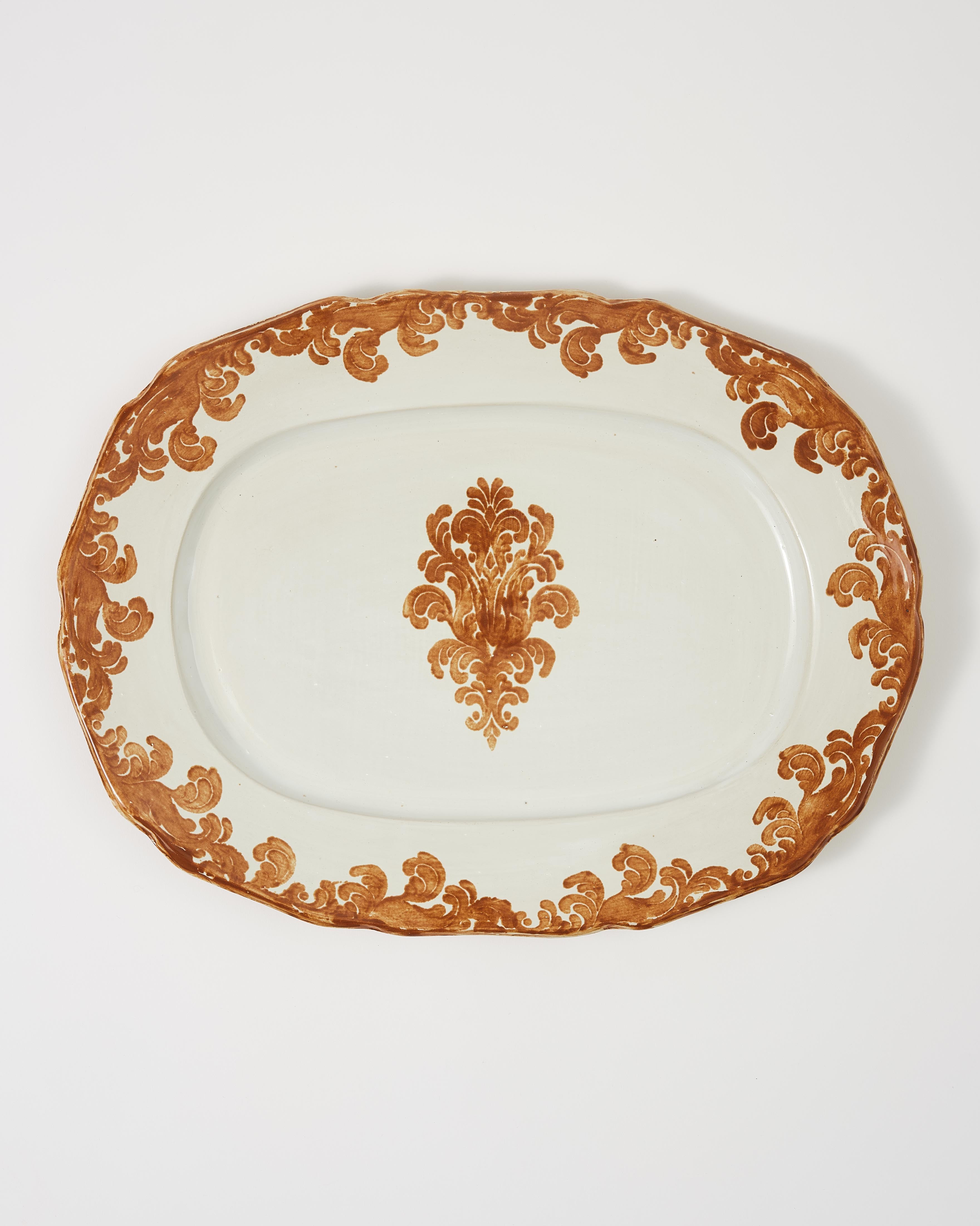 Damask Serving Plate Natural, Large