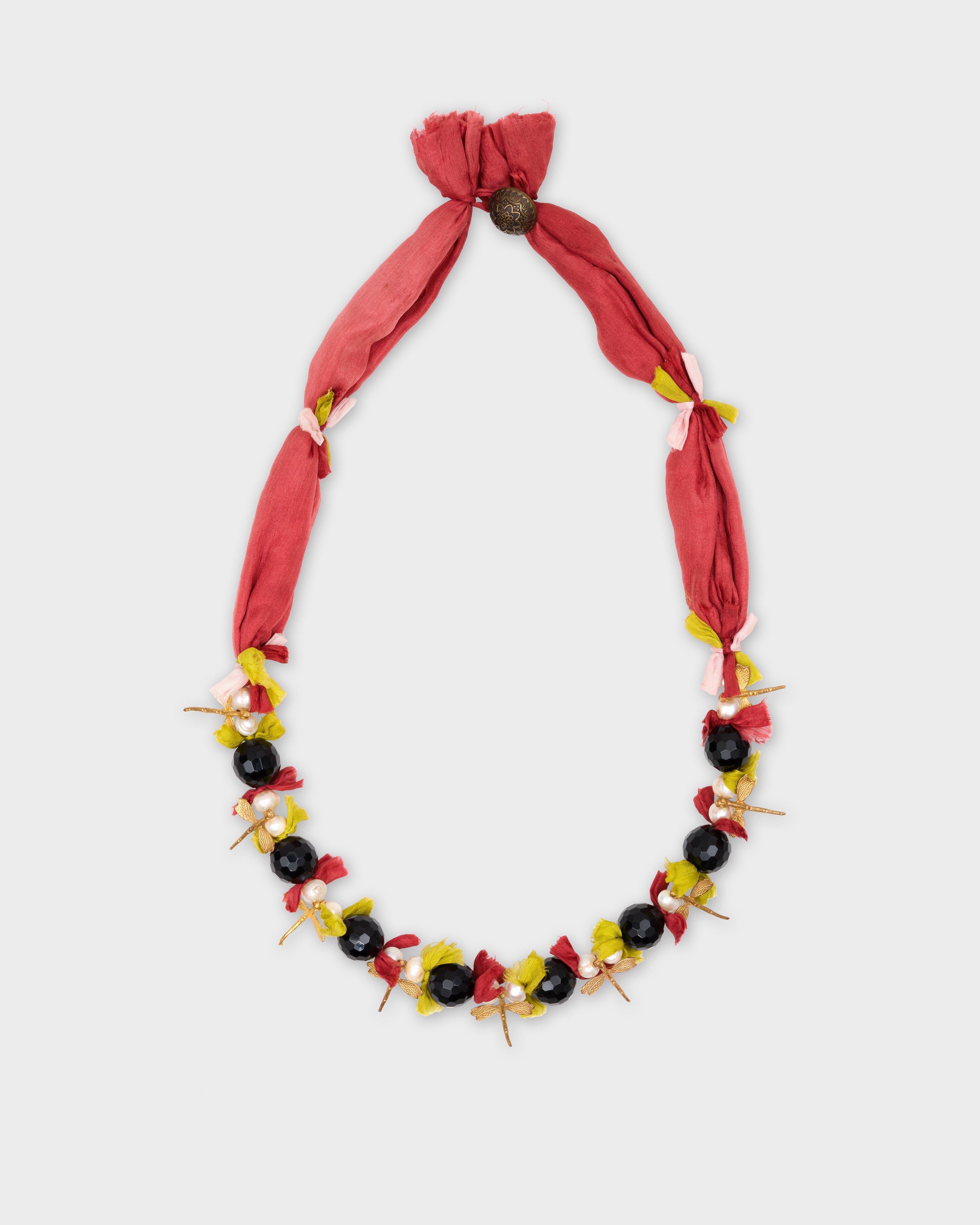 Dragonfly Beaded Necklace Rose