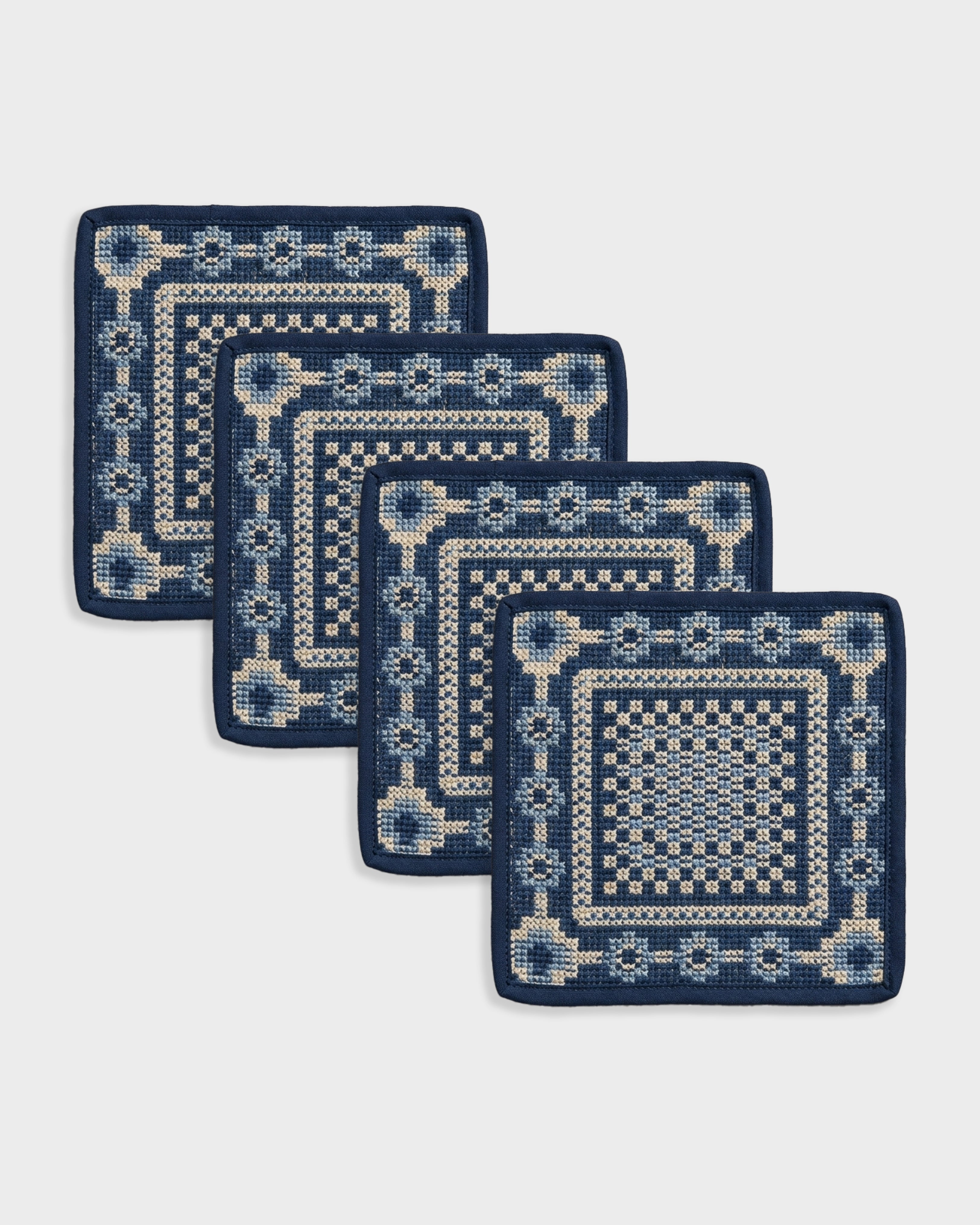 Ralph Lauren Home x Cabana, Edgecombe Needlepoint Cocktail Napkins (Set of 4)