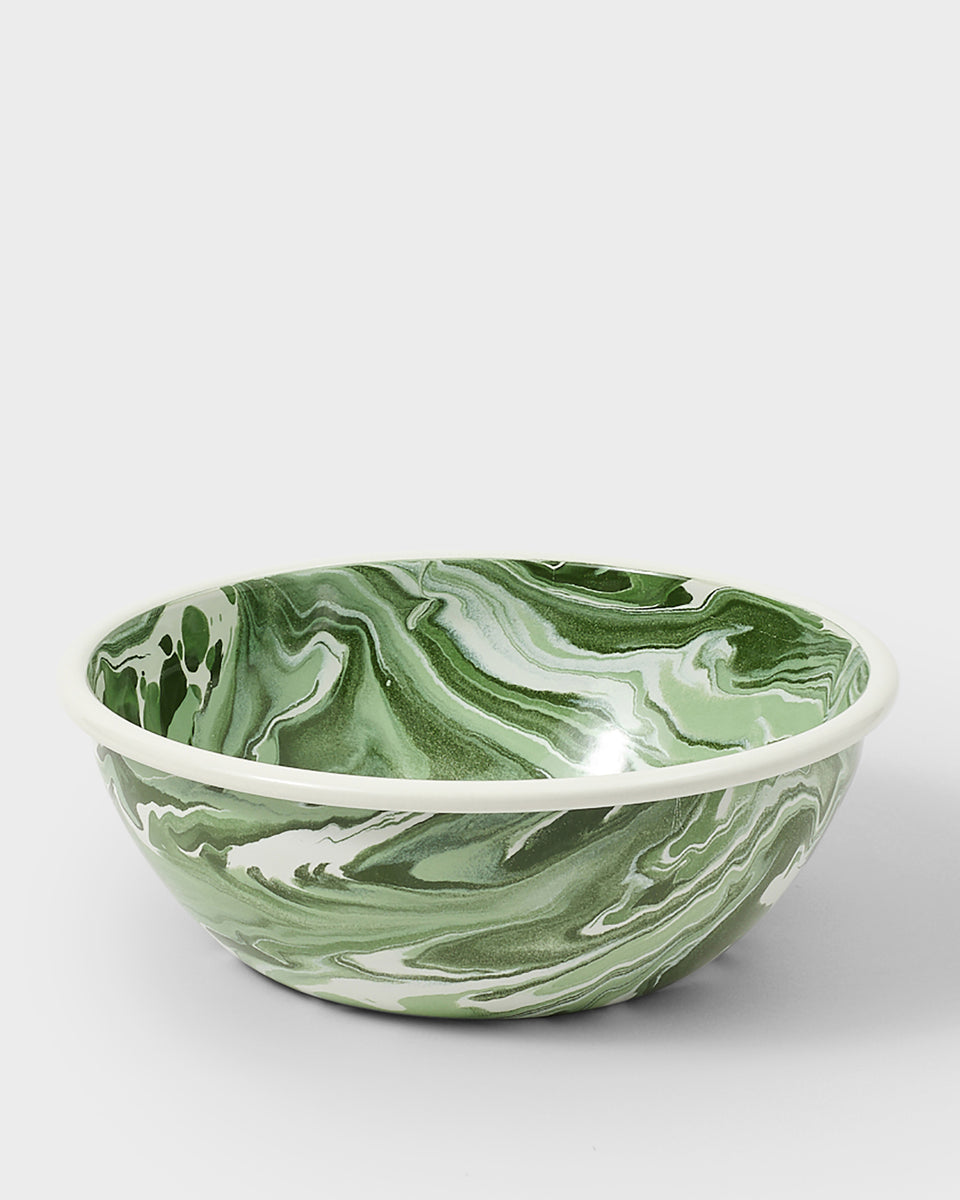 Marbled Enamel Serving Bowl, Green