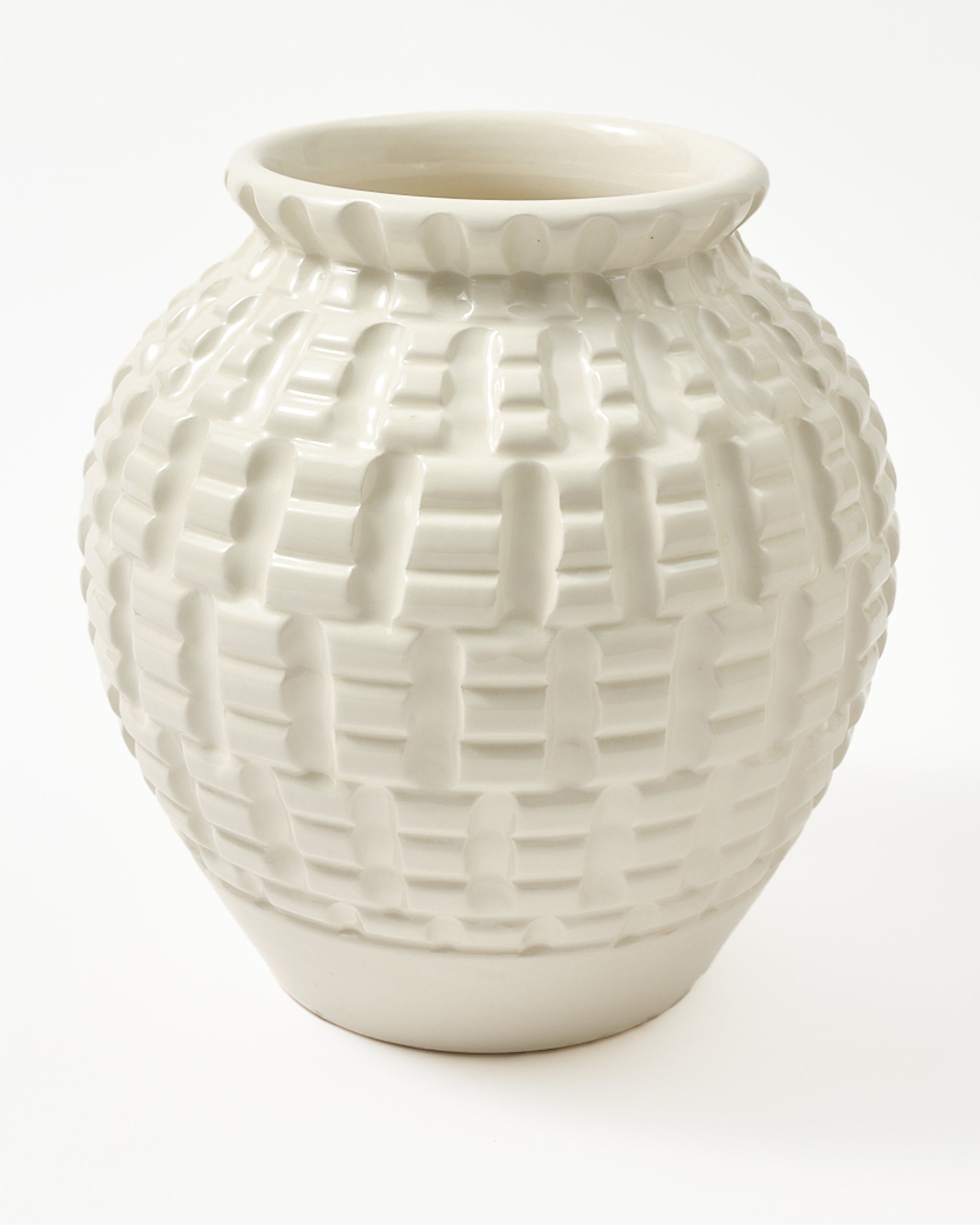 工芸品 Scandinavian Vintage vase Scandinavian ceramic vase with blue, ecru & white decor