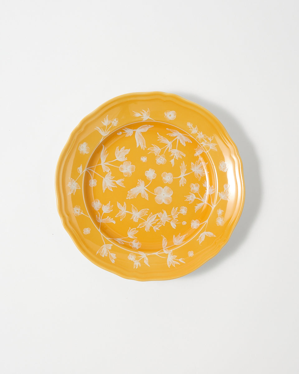 Ginori Floral Dessert Plate Yellow