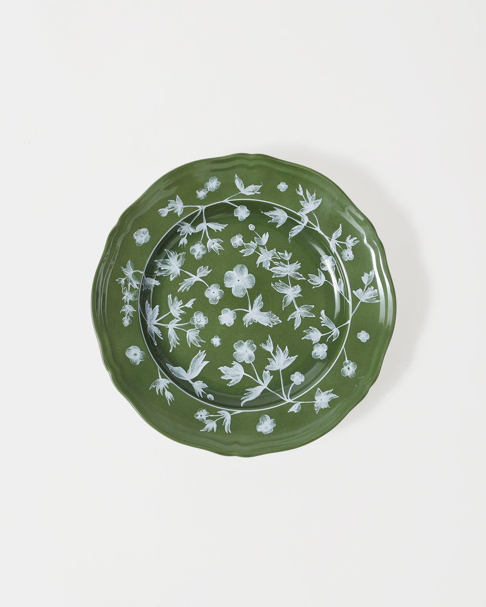 Ginori Floral Dessert Plate Green