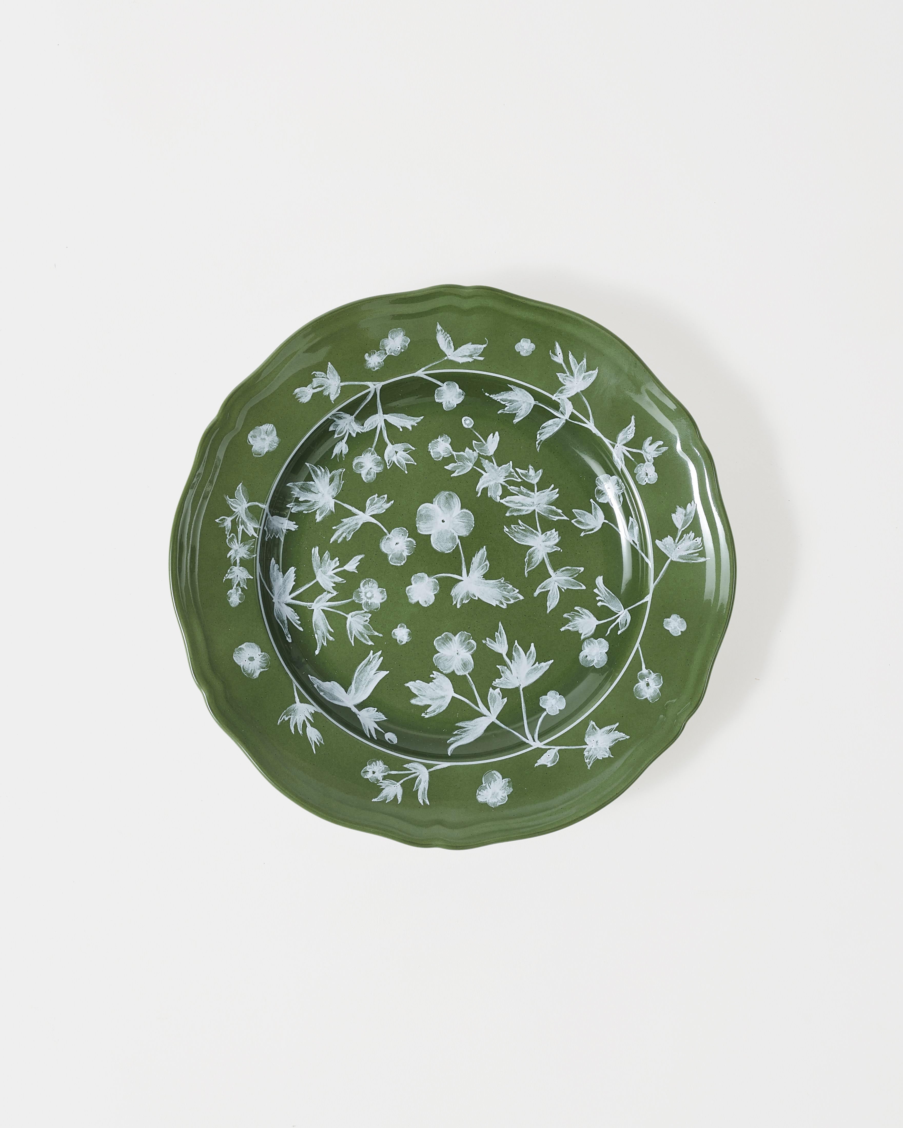 Floral Dessert Plate Green by Ginori 1735