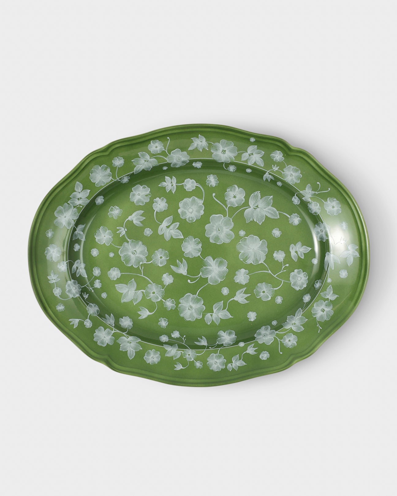 Richard Ginori 植物モチーフ 正方形皿　2枚組 Floral Serving Plate Green by Ginori 1735 – Cabana Magazine