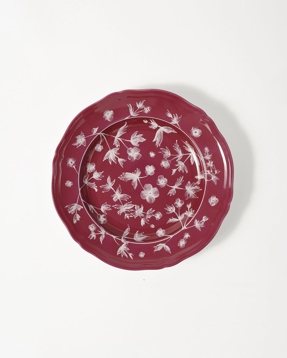 Ginori Floral Dessert Plate Magenta