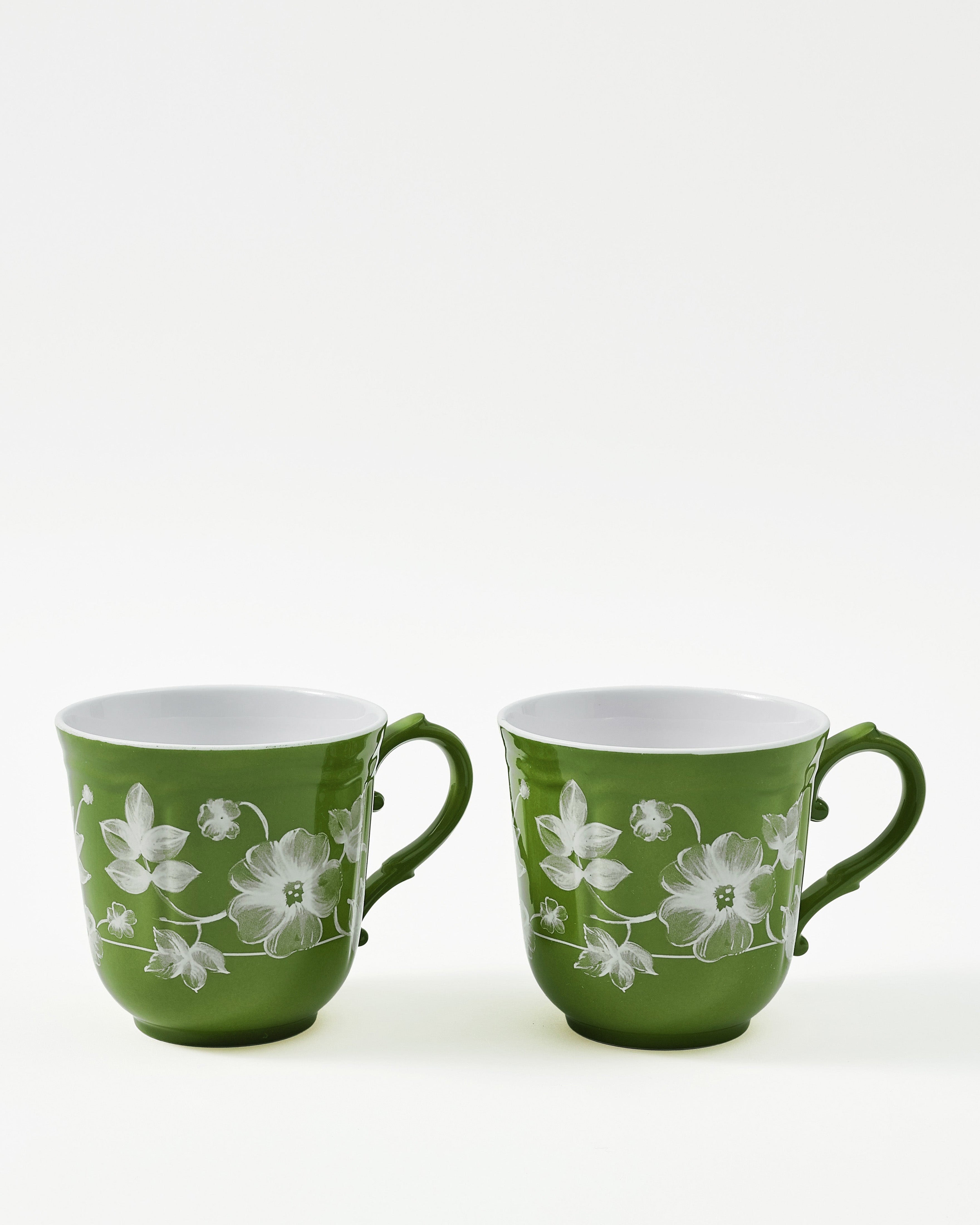 Floral Mug, Green (Set of 2) by Ginori 1735