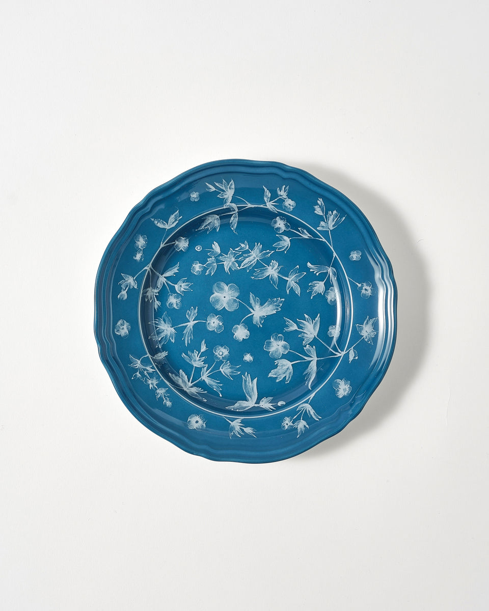 Ginori Floral Dessert Plate Petrol