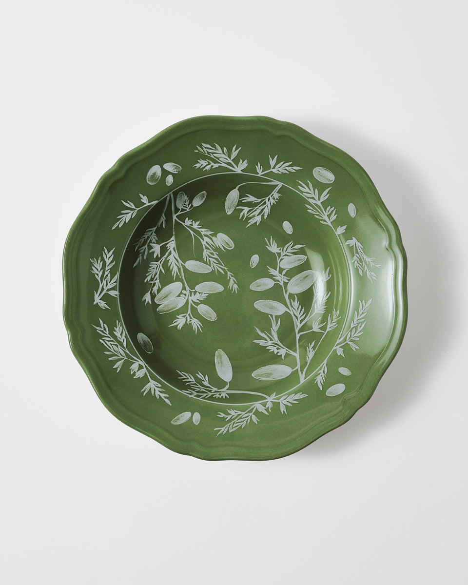 Ginori Floral Soup Plate, Green