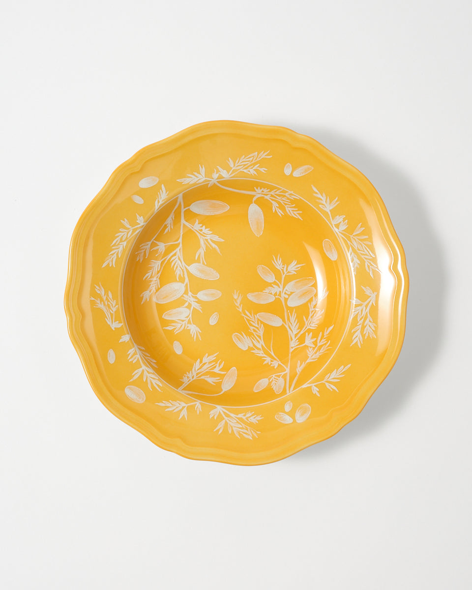 Ginori Floral Soup Plate Yellow