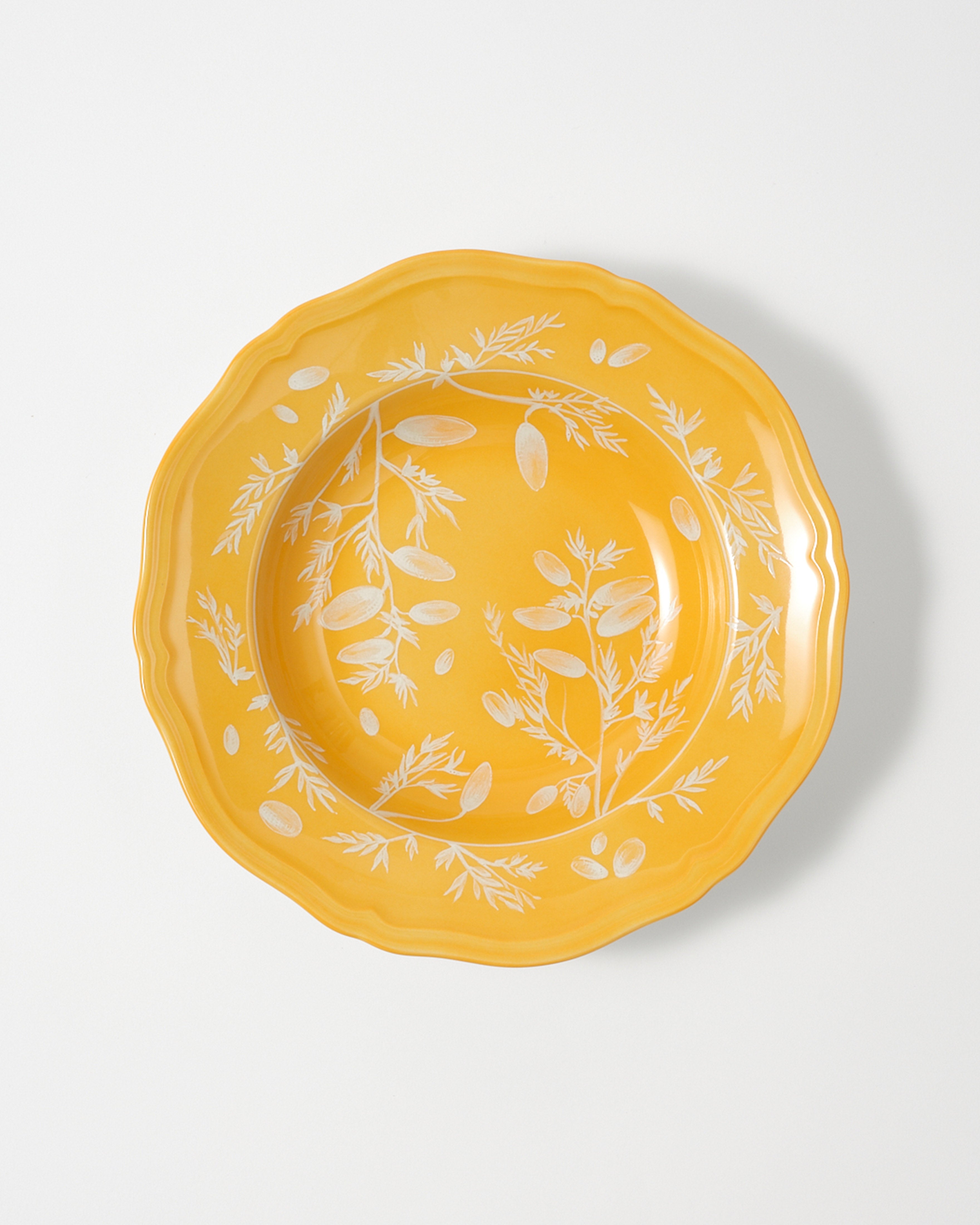Floral Soup Plate Yellow by Ginori 1735