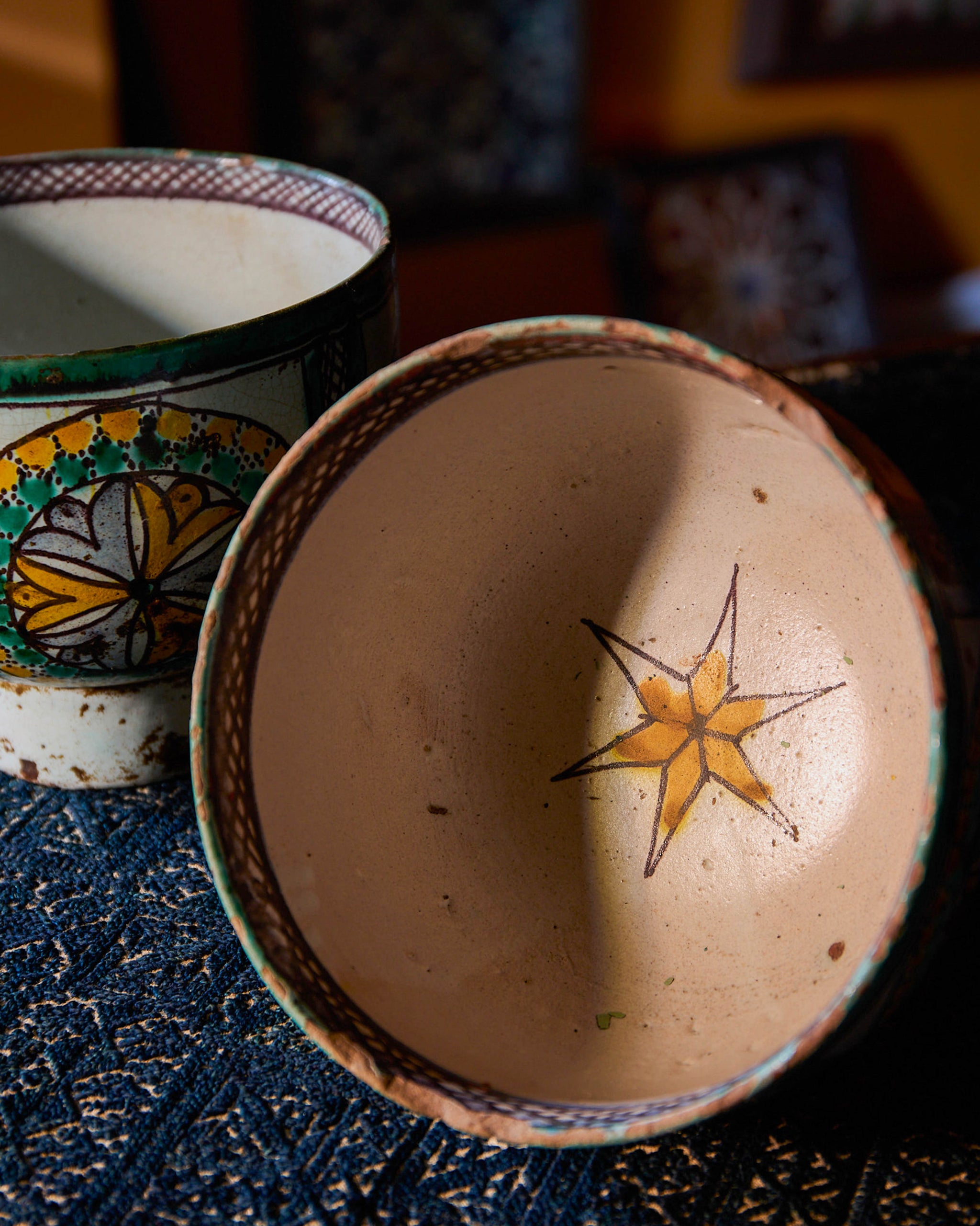 Two Painted Earthenware Bowls 'Zlafa' Morocco, Fez, 19th Century