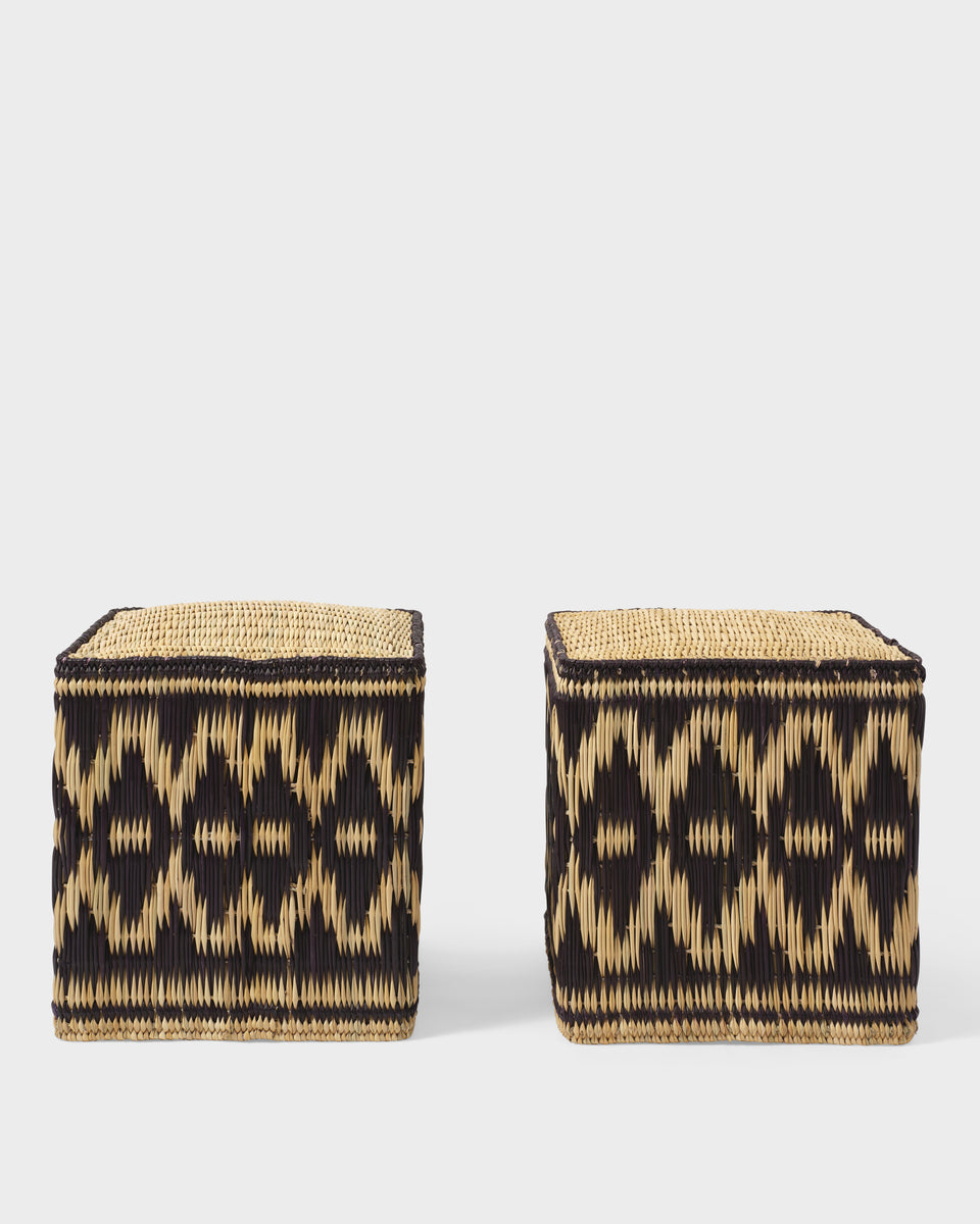 Wicker Stools Black, (Set of 2)