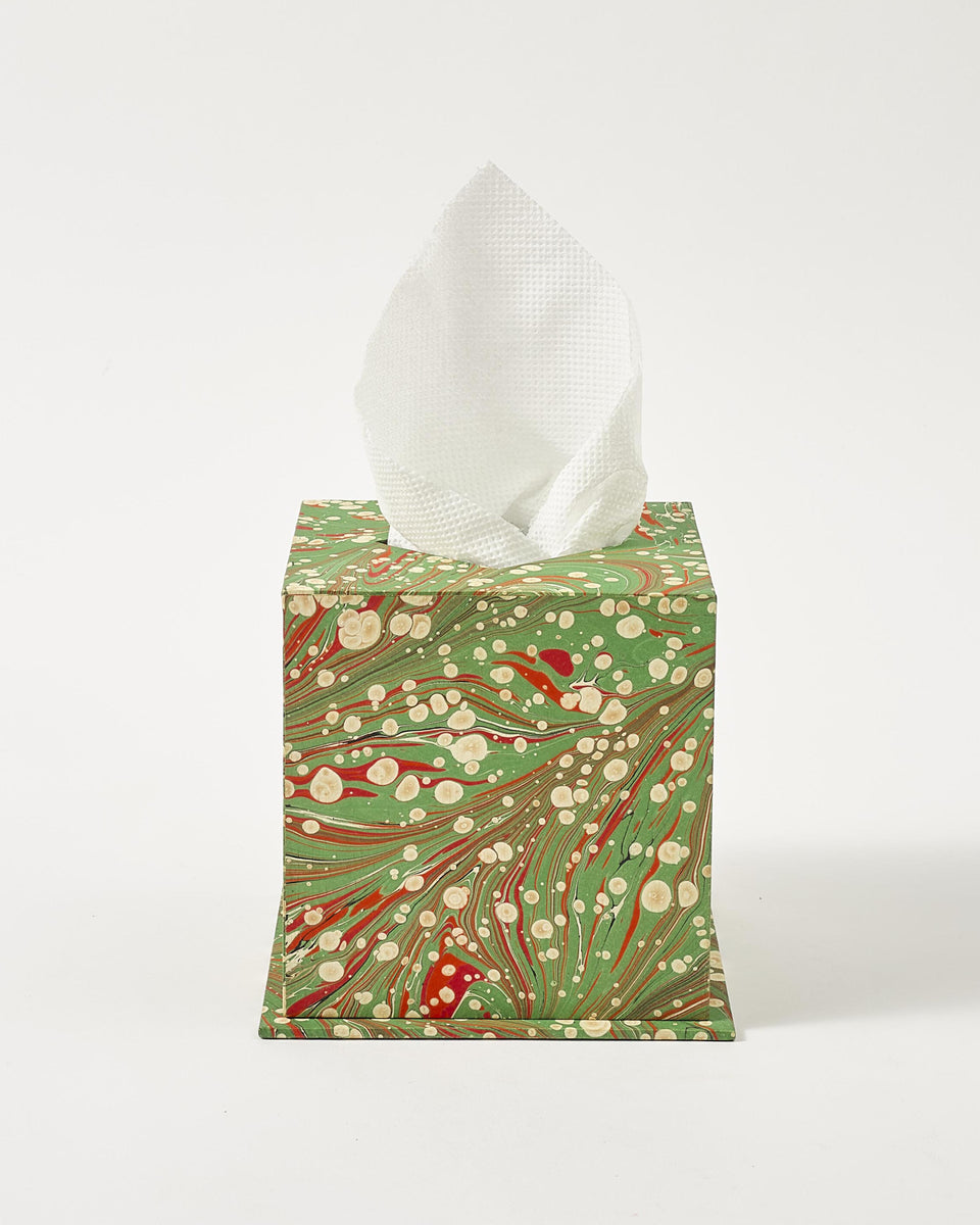 Marbled Tissue Box Cover, Green