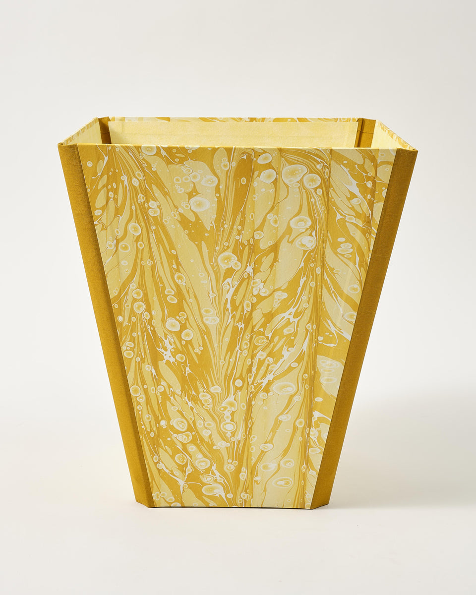 Cabana Marbled Wastepaper Bin, Yellow