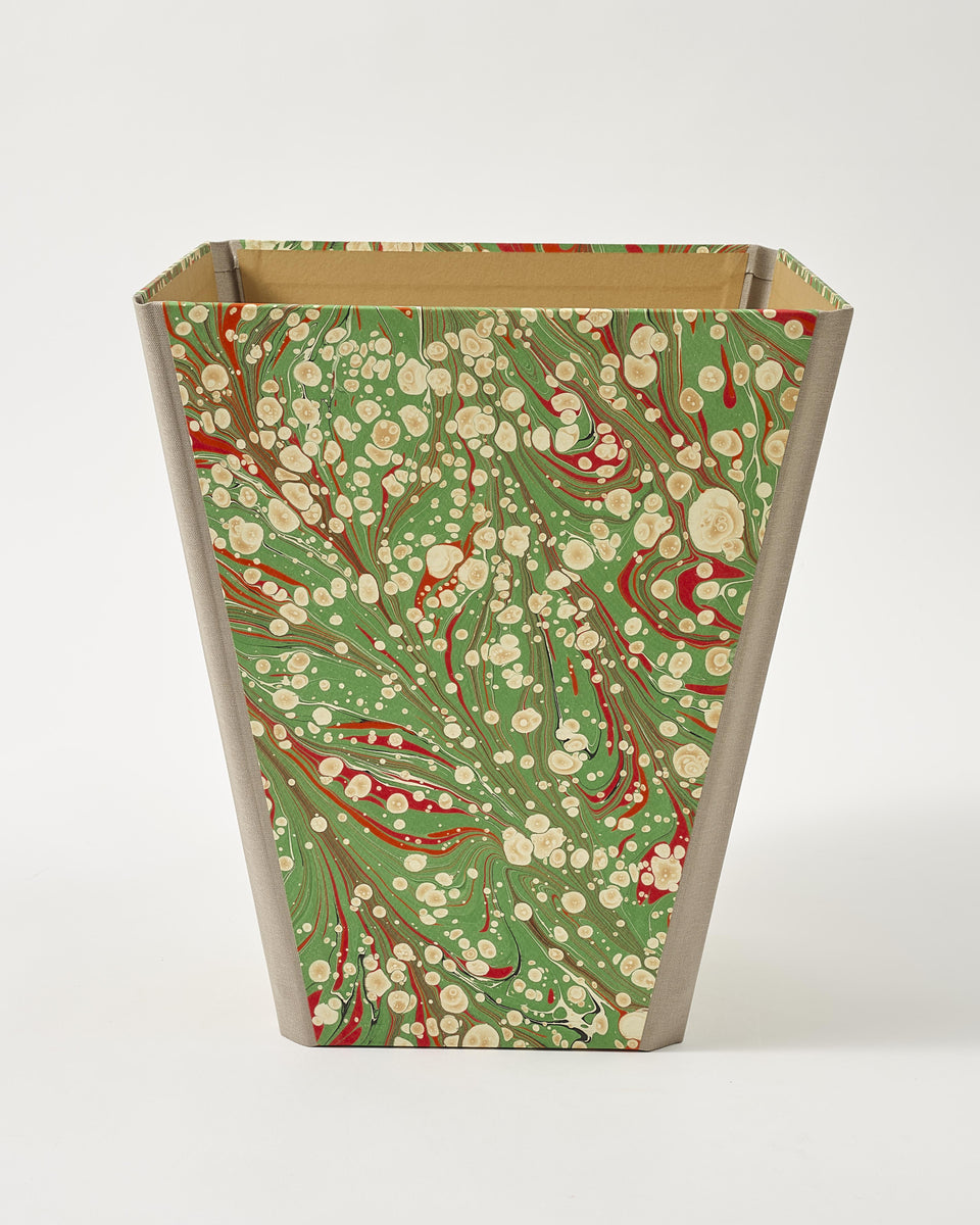Marbled Wastepaper Bin, Green