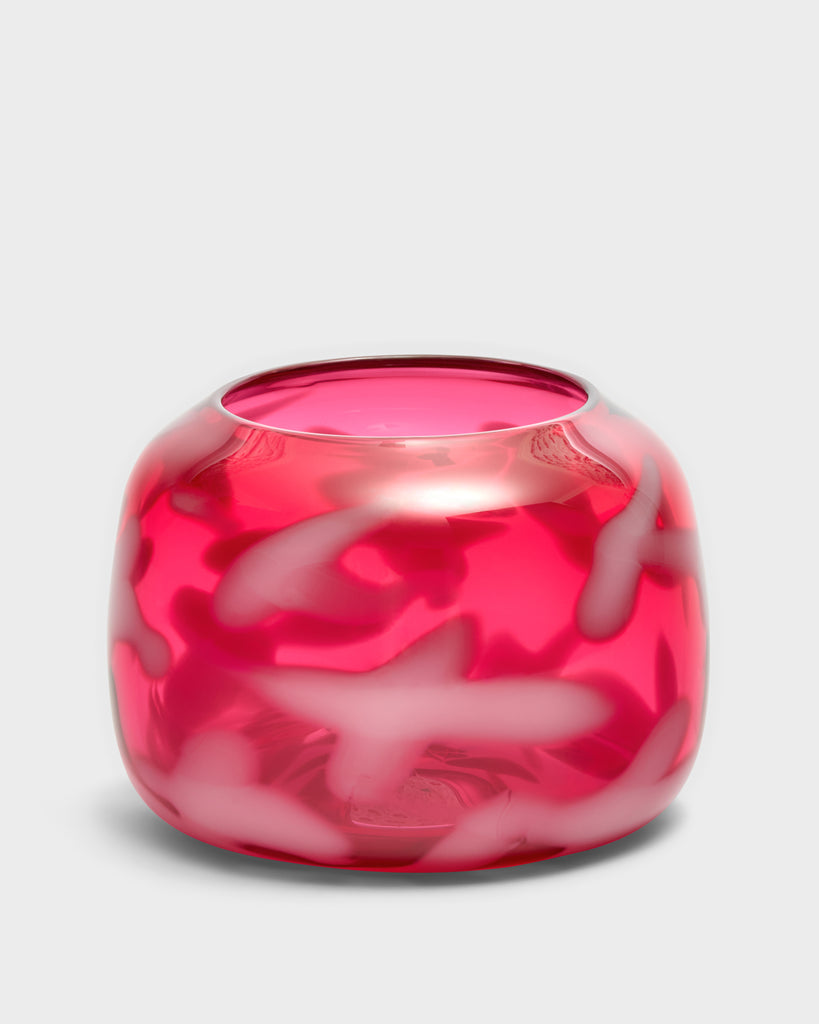 Transparent Fuchsia Low Vase with White Strokes – Cabana Magazine