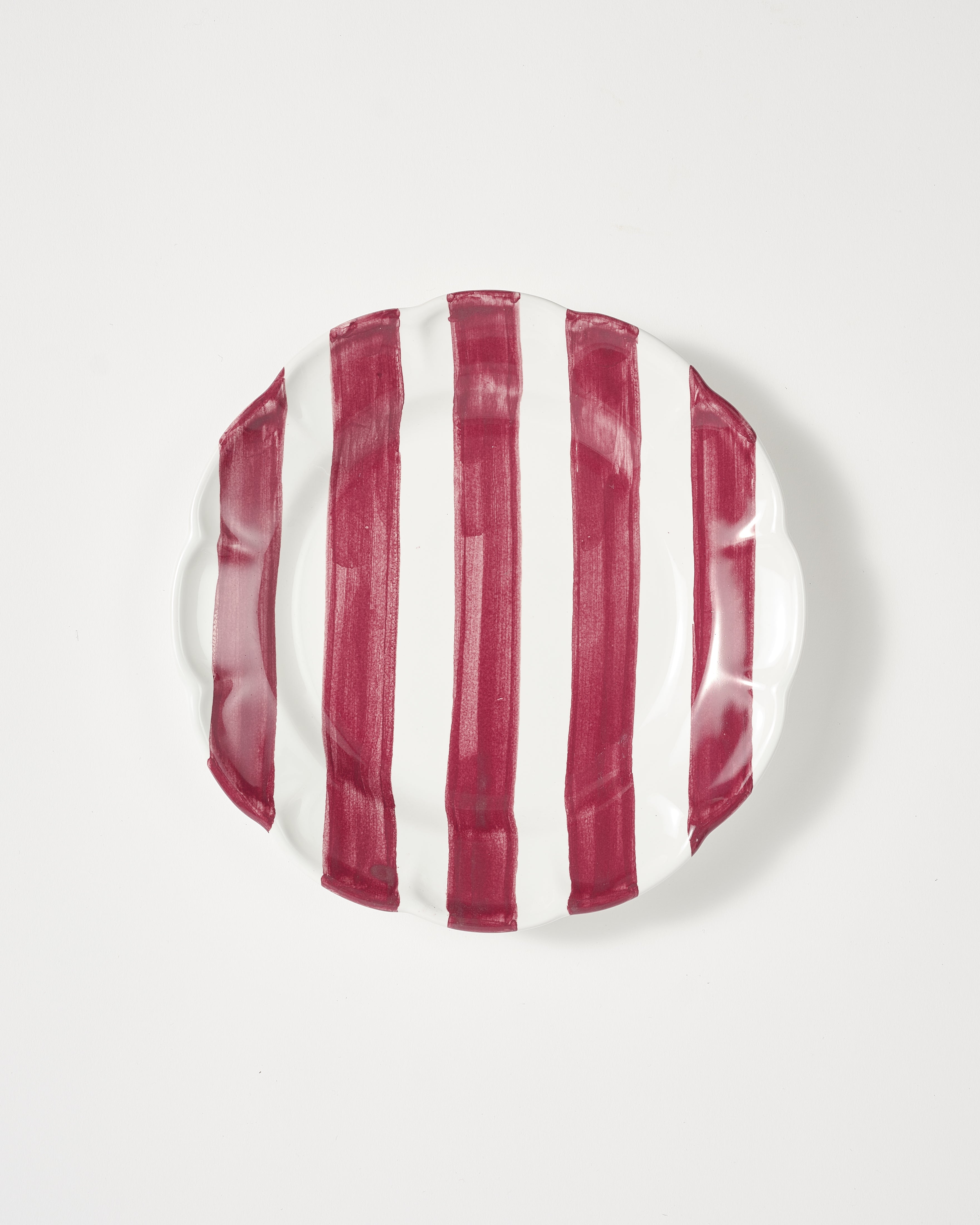 Righe Dessert Plate Burgundy