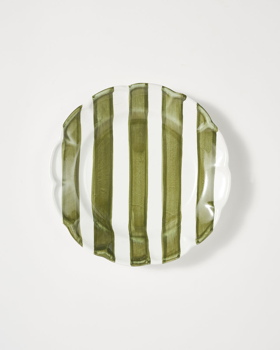 Righe Dessert Plate Green