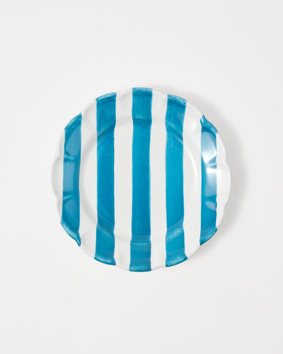 Righe Dessert Plate, Petrol