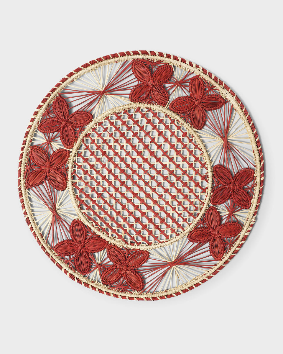 Louloudi Woven Placemat, Burgundy and Natural