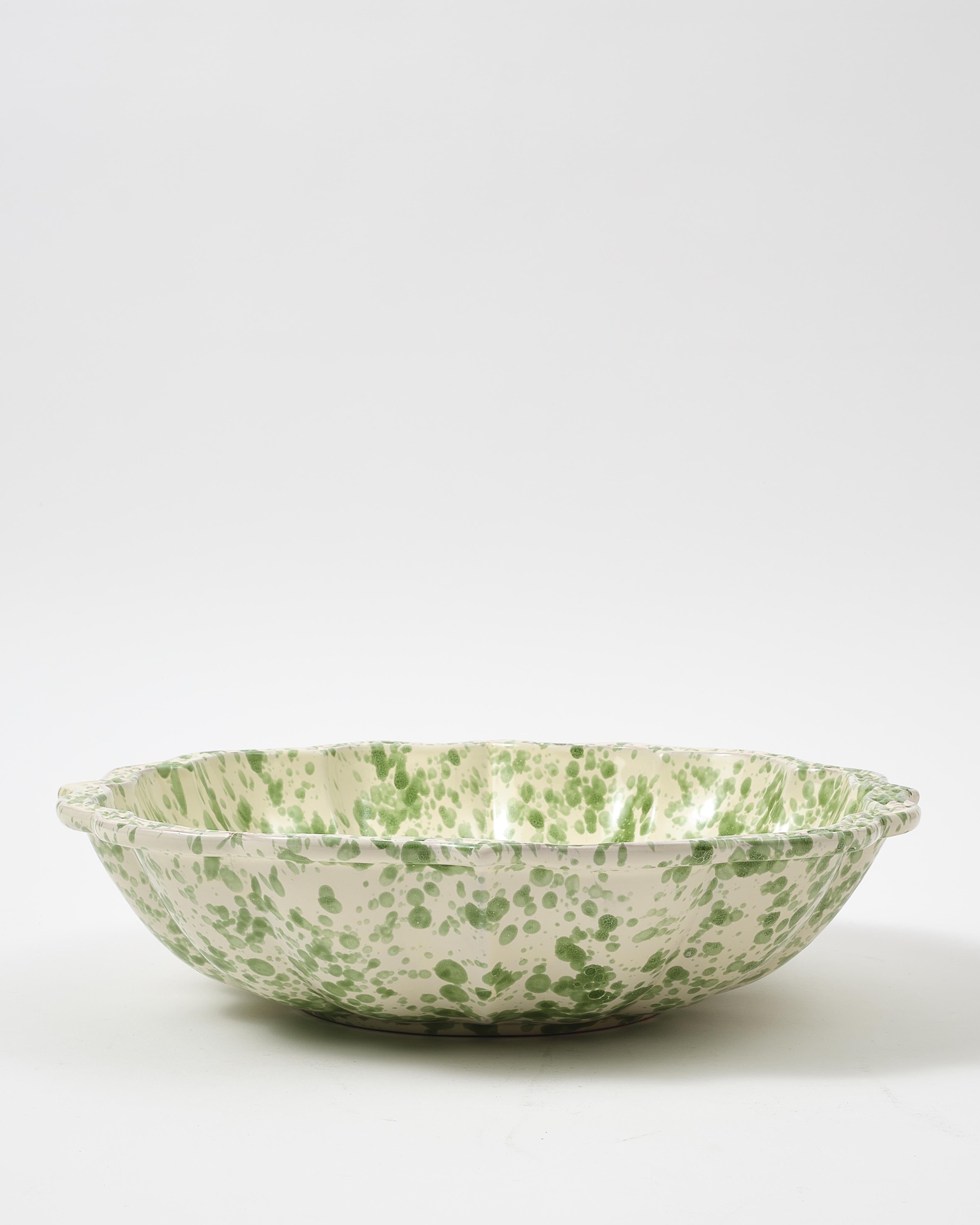 Speckled Serving Bowl, Green and White