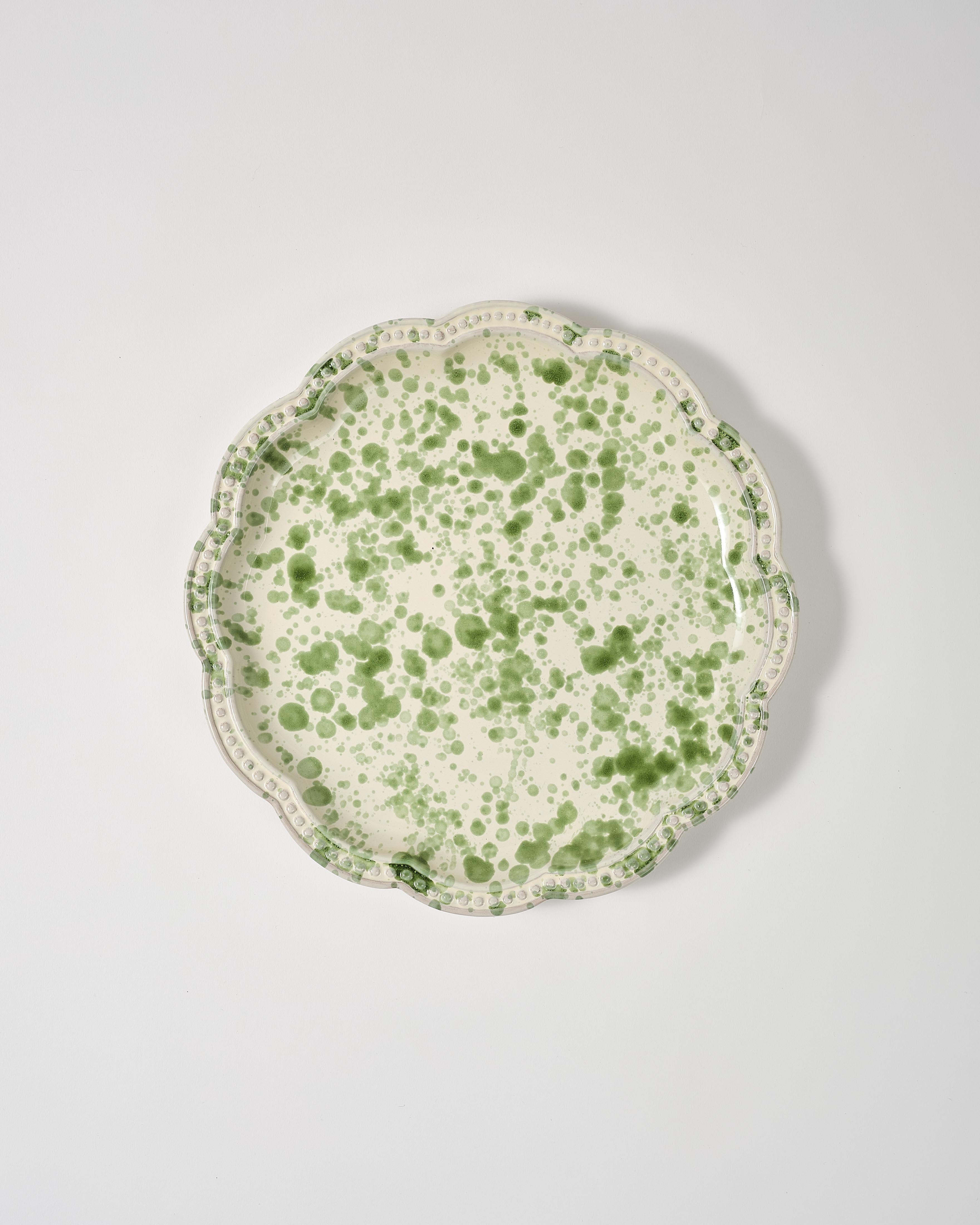 Speckled Dessert Plate, Green and White