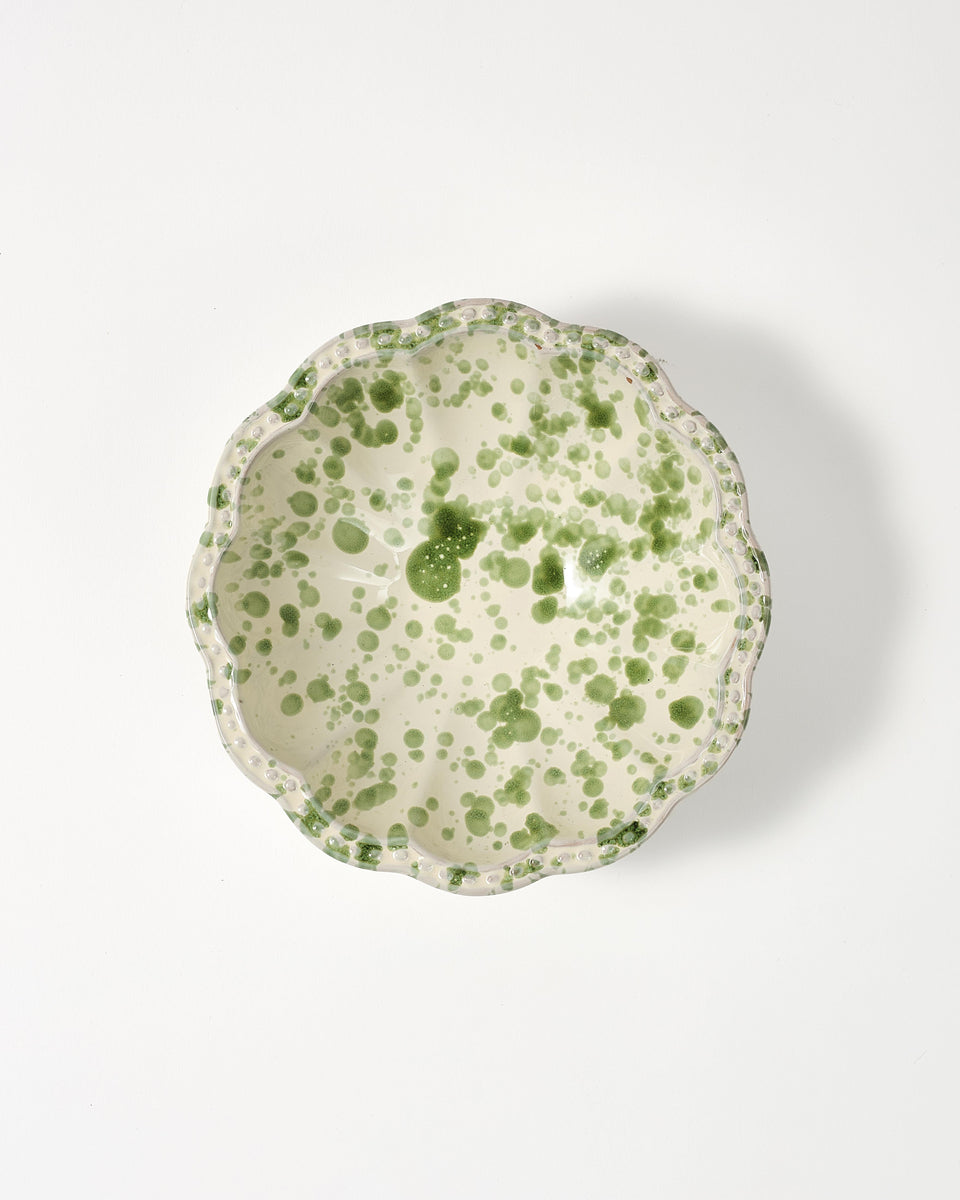 Speckled Small Bowl, Green and White