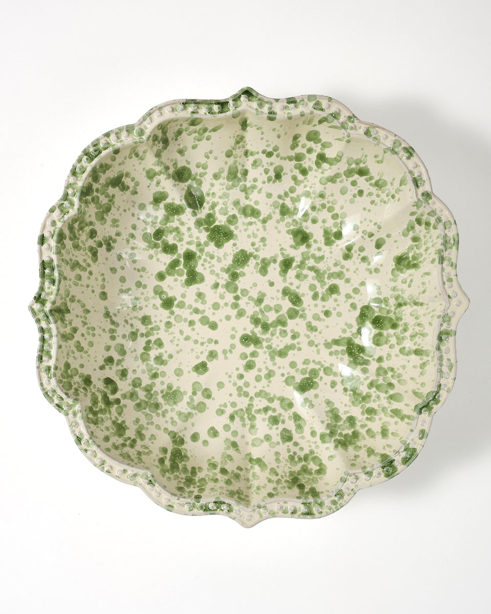 Speckled Serving Bowl, Green and White