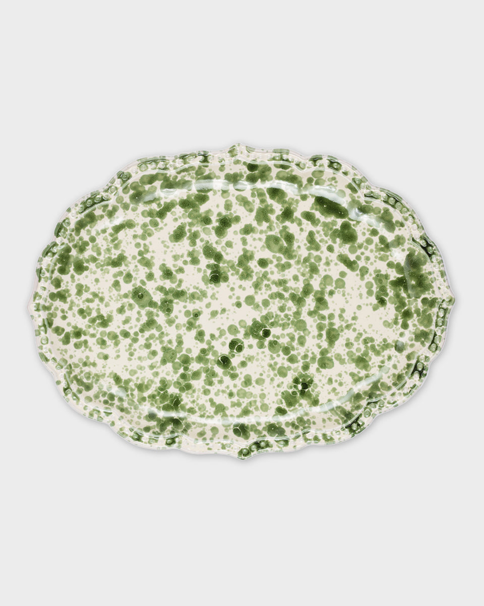 Green Speckled Serving Plate