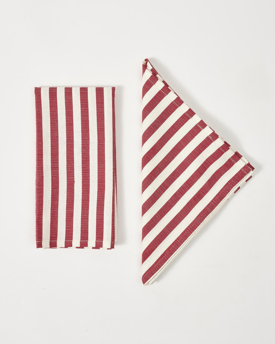 Vera Stripe Napkins, Red (Set of 2)