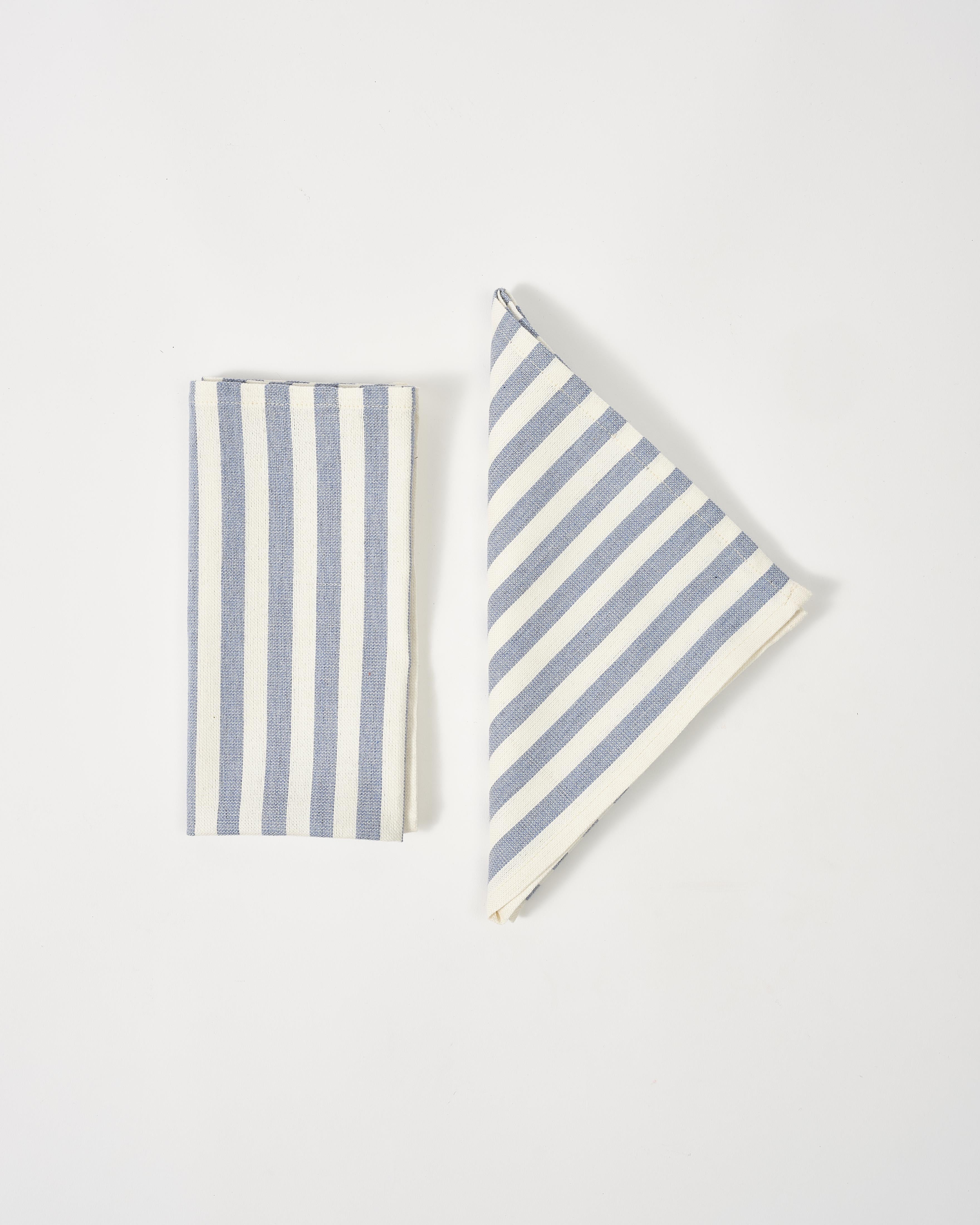 Linen Napkins Set of 6 / Washed Handmade Linen Napkins in Stripes 