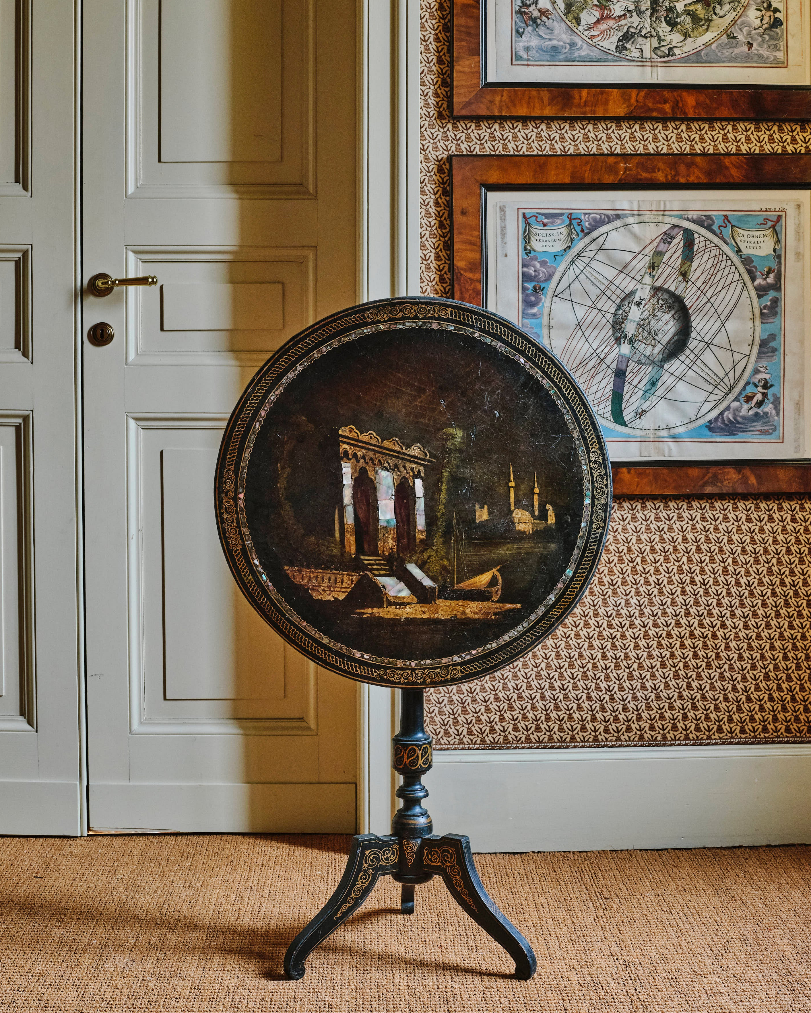 Italian Landscape Painted Tilt-Top Table