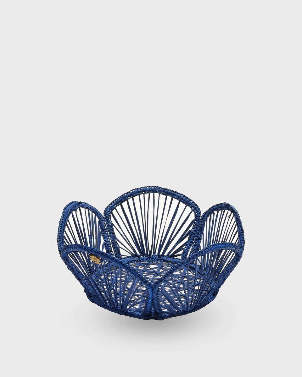 David Hicks Floral Bread Basket, Blue